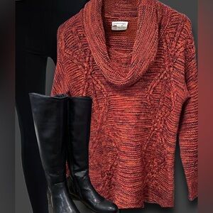 JohnPaulRichard Red Cowl Neck Sweater